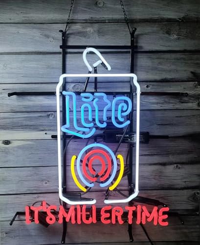Neon Signs Bar Light Compatible For Inin Lite Can Its Miller Time Beer Glass Neon Signs for Pub Cafe Man Cave Neon Light Art Wall Lights 24 X 20 Inches
