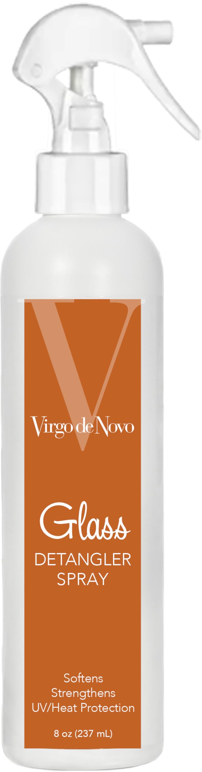 Virgo de Novo Professional Haircare Glass Detangler Spray 8 oz - Leave-In Conditioner, Detangles, Softens, Smooths, Adds Shine, Protects, Color Loving pH 4.0-4.5