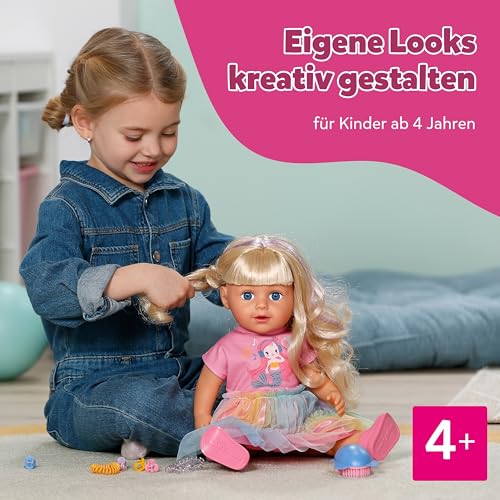 BABY born Carla - 43 cm große Puppe - Hochwertiges Blondes Haar mit Strähnen - Benötigt Keine Batterien - Geeignet für Kinder ab 4 Jahren - Inkl. 7 Accessoires, Rosa – Bild 8