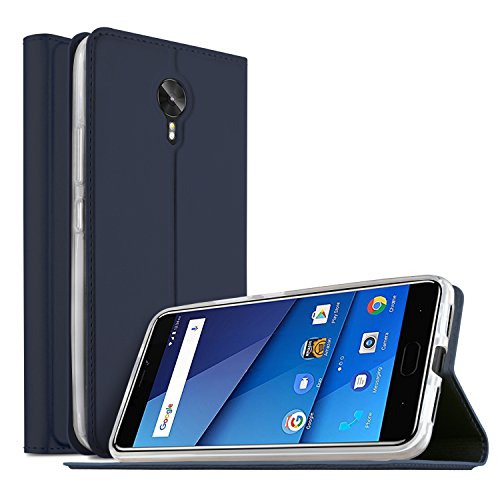 BLU VIVO 8 case, KuGi BLU VIVO 8 case, Ultra-Thin BW Style PU Cover + TPU Back Stand Case for BLU VIVO 8 Smartphone (Navy)