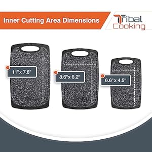 Tribal cooking cutting boards 3 set warrior strength small to extra large cutting boards for kitchen meat vegetables dishwasher safe juice groove non slip rubber chopping board set  urban country home decor