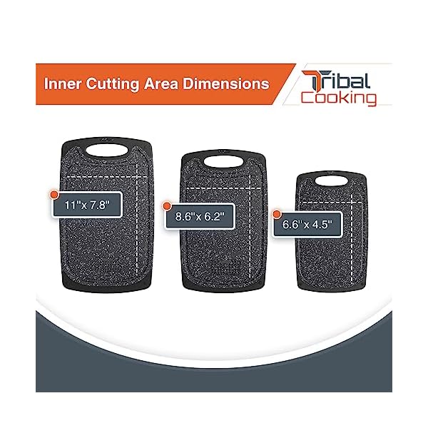 Tribal cooking cutting boards 3 set warrior strength small to extra large cutting boards for kitchen meat vegetables dishwasher safe juice groove non slip rubber chopping board set  urban country home decor
