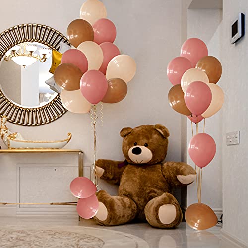 70 Pieces 10 Inch Boho Birthday Balloon Pastel Brown Balloon Cream Tan Brown Nude Ivory Blush Champagne Dusty Rose Balloon With 33 Feet Gold Ribbon For Birthday Party Baby Shower Decorations #TOP2