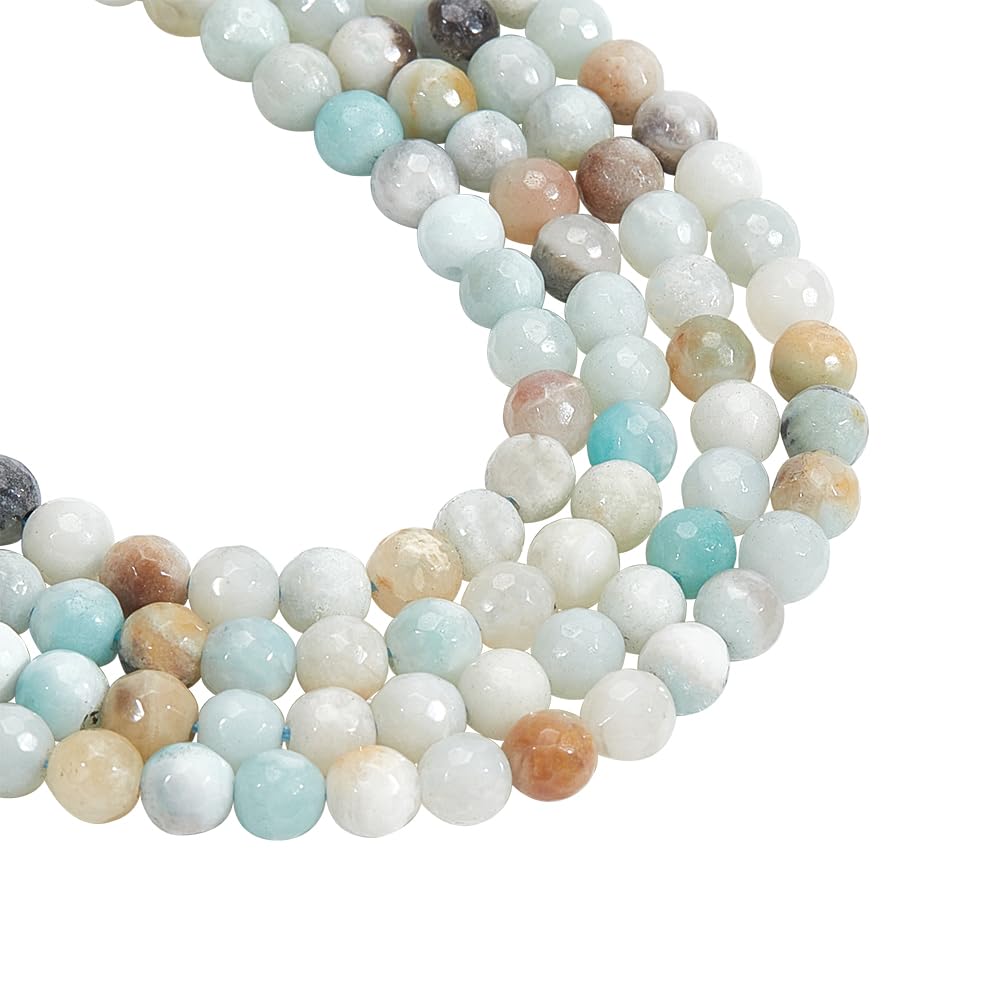 NBEADS About 192 Pcs Natural Flower Amazonite Beads Strands, 4mm Natural Round Stone Beads Loose Gemstone Spacer Beads for DIY Bracelet Necklaces Jewelry Making
