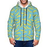 VOSERY Funny Banana Blue Zip Up Hoodie Men - Casual Men Fashion Sudaderas & Sudaderas, Manga larga Chaqueta deportiva con capucha, Negro , XL
