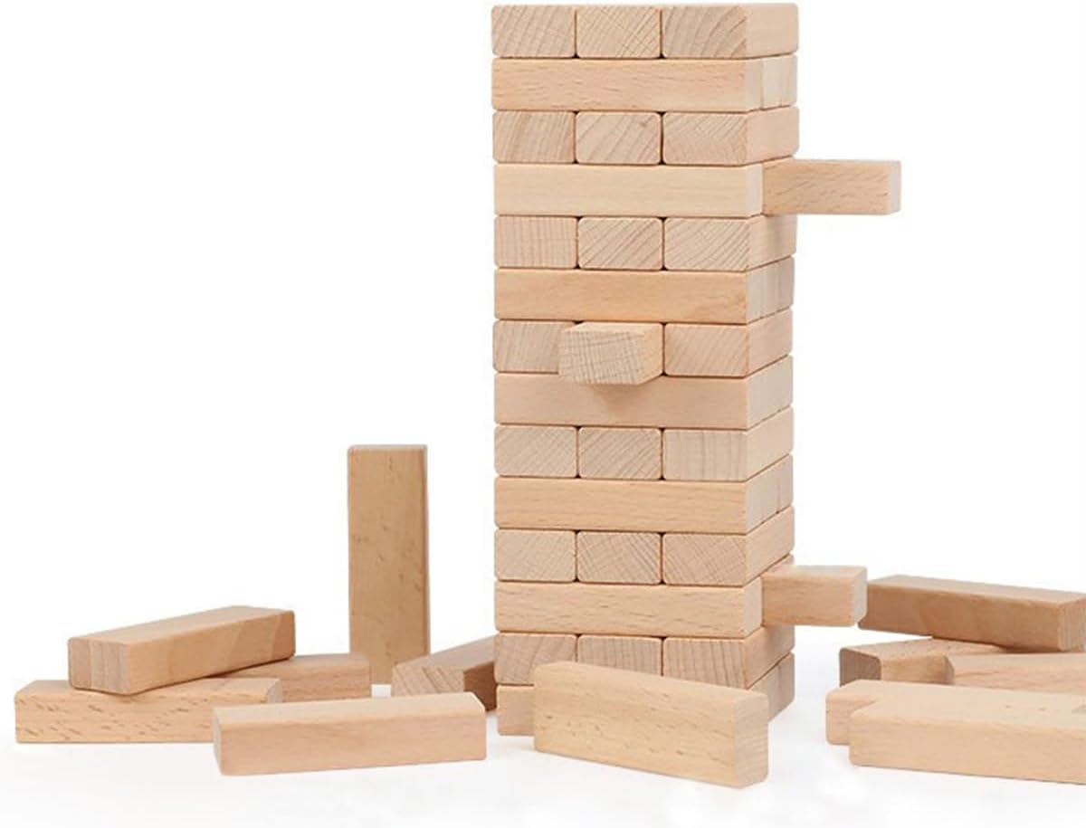 ECVV Large Wooden Tumbling Tower Game, Jumbo Yard Games Outdoor Timber Stacking Game Night Toy Gift for Kids Adults Family | 54 PIECES |
