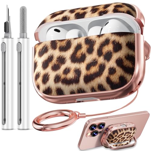 Image of Inesore for AirPods Pro 3 Case Cover 2025 with Lock-Brown Jaguar | Two-Piece Design,with Gold Keychain & Clean Pen, As Phone Stand,Support Wireless Charging,Cute Luxury Case for Women Girly