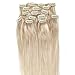 Blonde Hair Extensions, Grammy 18 Inch 100% Long Real Hair Straight Remy Clip in Human Hair Extension for Women Beauty 7pcs 70g ( #60 Platinum Blonde)