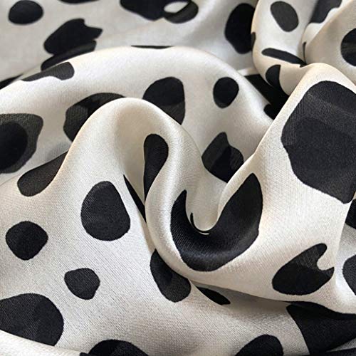Hldeth Mulberry Silk Scarf Female Spring And Autumn Black And White Polka Dot Cow Pattern Long Silk Scarf Shawl Summer Sunscreen #TOP3