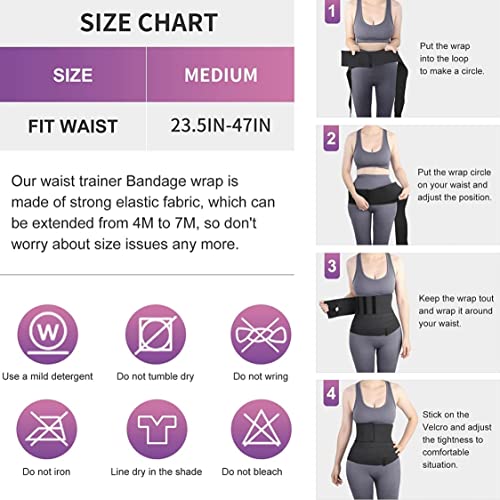 Waist Trainers Lower Belly Fat, Invisible Under Clothes, Body Shapers Tummy Back Fat, Workout Stomach Wrap Straps, Lower Abdomen Shapewear, Adjust Your Comfort, Breathable, Black, 4M, One Size #TOP6