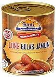 Rani Gulab Jamun Long (w/ Cardamom Flavored Sugar Syrup) 35.3oz (2.2lbs) 1kg, Approximately 14 pieces, Easy...