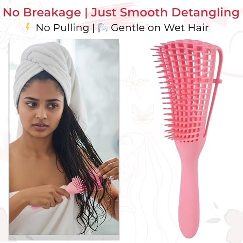 Image of TEMPERIA Detangler Hair Brush for Women & Men - Detangle Wide Tooth Comb for Curly /Wavy Hairs - Shampoo Detangling Curl Styling Hairbrush, Premium & Ergonomic Design (CB136)