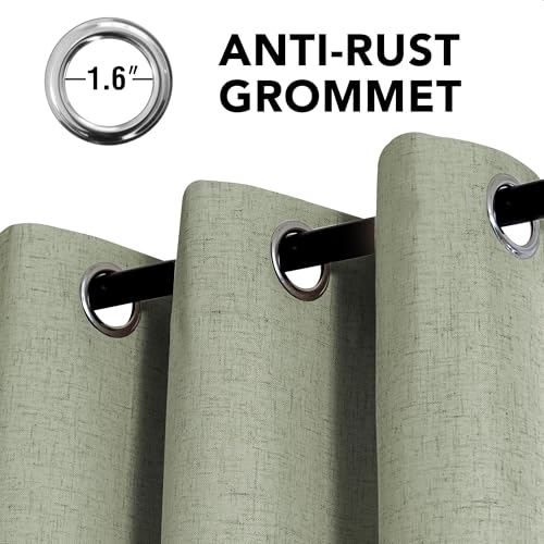 Image of H.VERSAILTEX Linen Curtains 100% Blackout Curtains for Bedroom 90 inch Long Full Light Blocking Nature Linen Blended Window Curtains for Living Room Nickel Grommet (2 Panels, Heathered Tea)