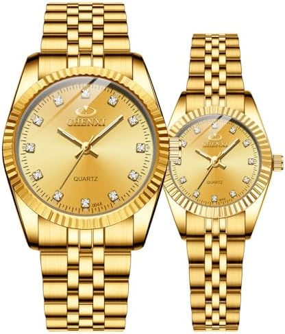 MASTOP Couple Watches Swiss Brand Golden Watch Men Women Stainless Steel Waterproof Quartz Watchโฆ