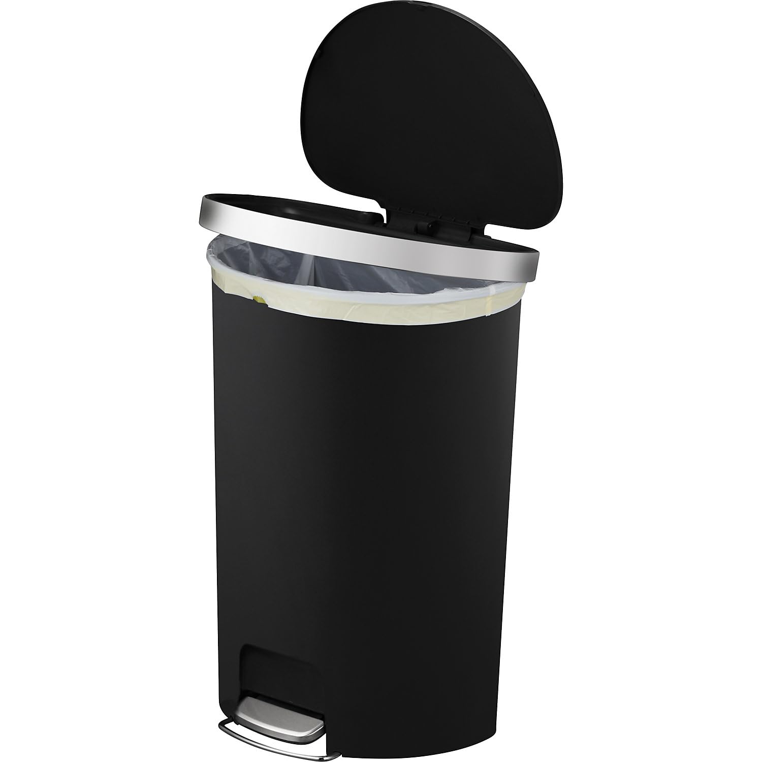 EKO Hana Pedal Bin Semi-Circular Volume 55 L W x H x D 365 x 670 x 480 mm Black, 8713631198474
