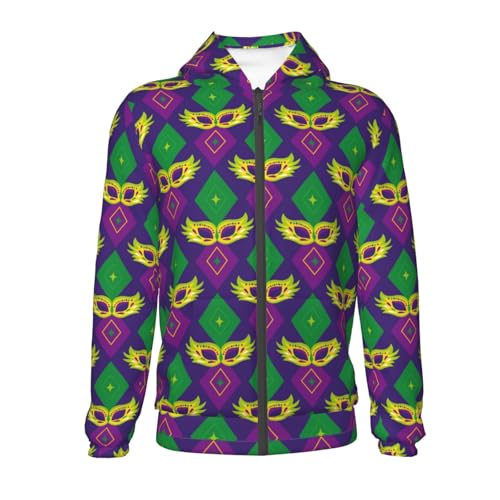 Mardi Gras Carnival3 Kids Pullover Hoodies Boys Zip Up Sweatshirts Girls Athletic Clothes with Pocket Black2