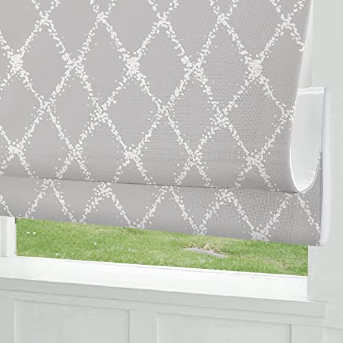 Roman Shades Window Shades, Grey Diamond Blackout Light Filtering Custom Window Roman Blinds, 10% Linen Fabric Roman Shades For Windows, French Doors, Doors, Kitchen Windows #TOP1