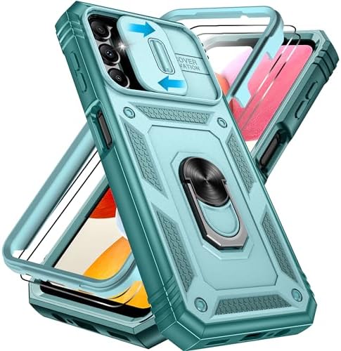Pilaru for Samsung A14 Case,[Upgraded Shockproof Airbag] Galaxy A14 Cover,with Ring Holder Screen Protector Tough Protective Bumper Armour Phone Case for Samsung Galaxy A14 4G/5G,Purple