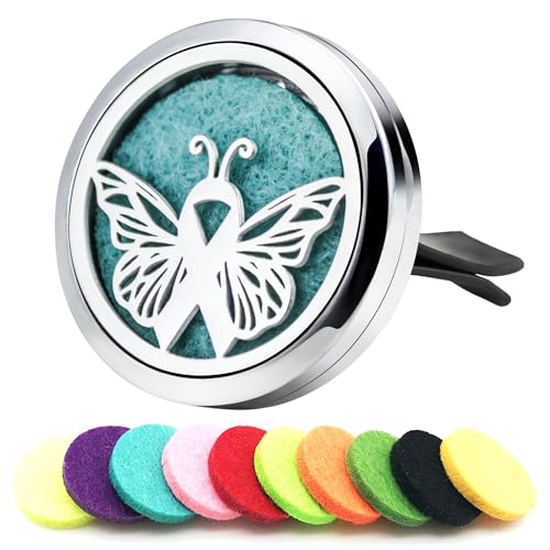 Image of AZNECK Car Aromatherapy Essential Oil Diffuser Vent Clips Car Diffuser Vent Clip Butterfly Air Freshener 10 Felt Pads Car Accessories for Women Gifts