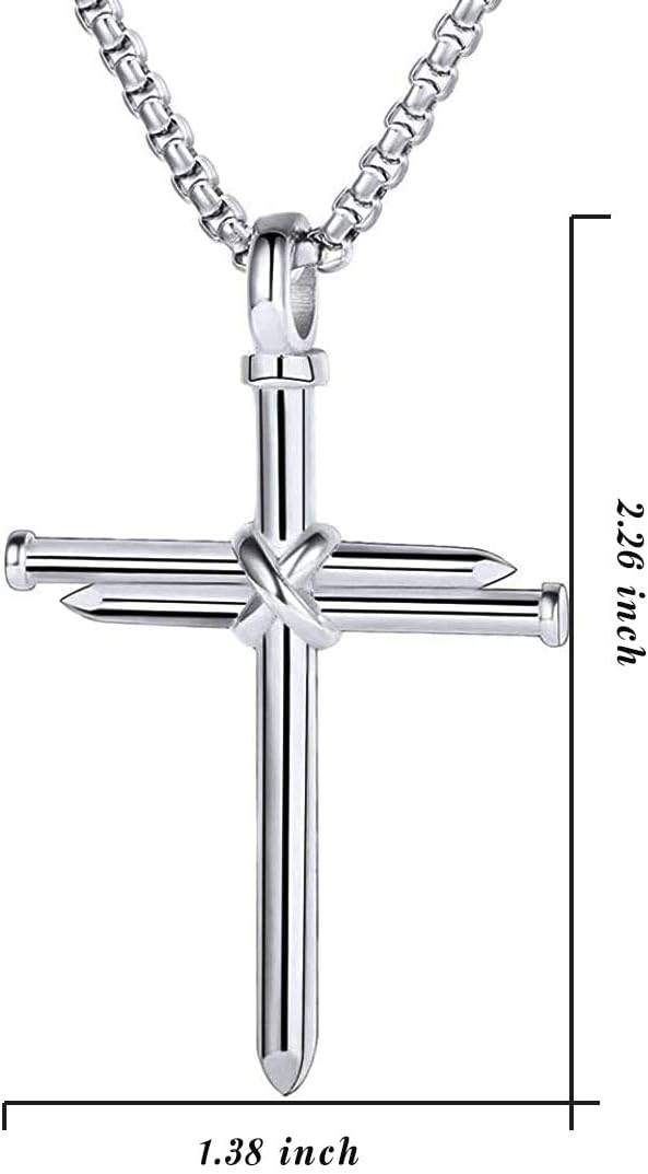 Rnivida Men's Nail Cross Necklace Stainless Steel Cross Pendant Necklace Christian Jewelry Gift for Men - Image 2