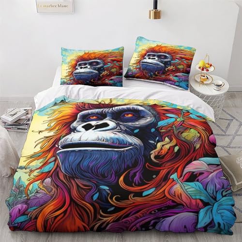 Parure de lit singe king en microfibre douce avec fermeture éclair