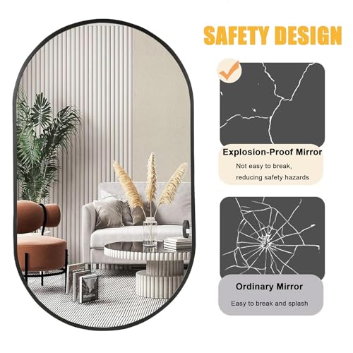 Miroir mural ovale doré 40x80 cm format pilule pour une décoration moderne - 3