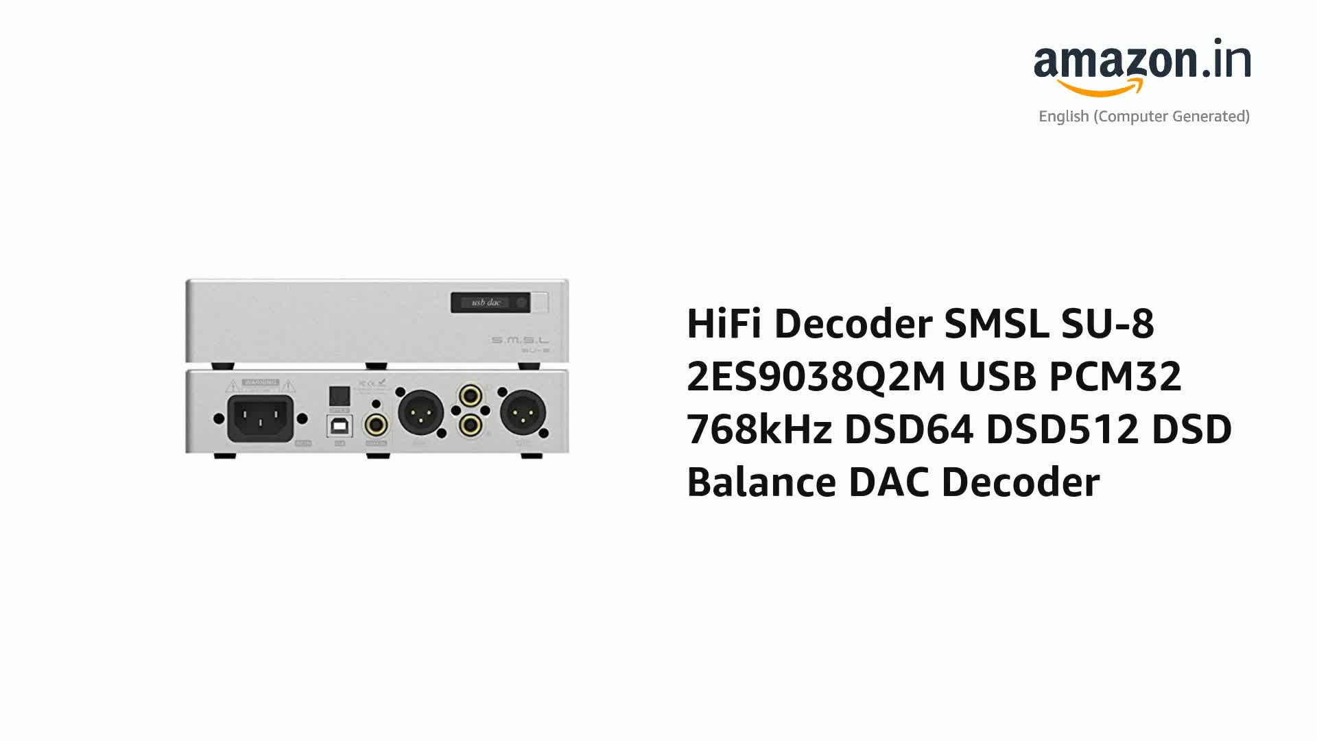 HiFi Decoder SMSL SU-8 2ES9038Q2M USB PCM32 768kHz DSD64 DSD512