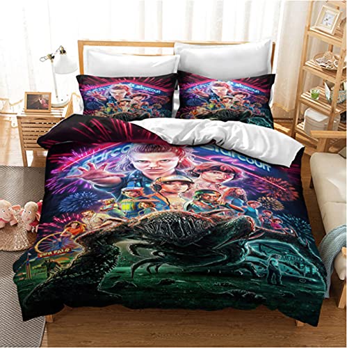 ysldtty Película De Terror Juego De Cama De Lujo 3D Juegos De Funda Nórdica Impresos Textiles para El Hogar B-1900E 220CM x 240CM with 2 Pice Pillowcase 50CM x 75CM