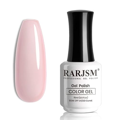 RARJSM - Esmalte de uñas en gel color rosa transparente nude 15 ml requiere secar con lampara UV o LED manicura francesa en casa o salón remojar