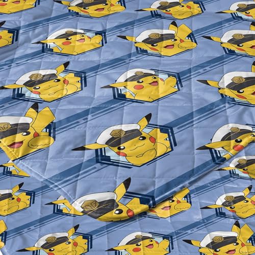 Image of Northwest Pokemon Electric Captain Quilted Throw Blanket, Pikachu Adventure Artwork, Soft and Comfy for Bedding for Bed Couch, 60 x 80 inches