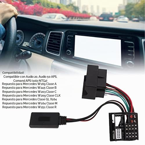 KIMISS Adaptador de Música de Radio de Audio Bluetooth AUX en Cable Car Bluetooth 5.0 Módulo de Audio Arnés de Cable Estéreo 12 Pines para W169 W245 W203 W209 W164