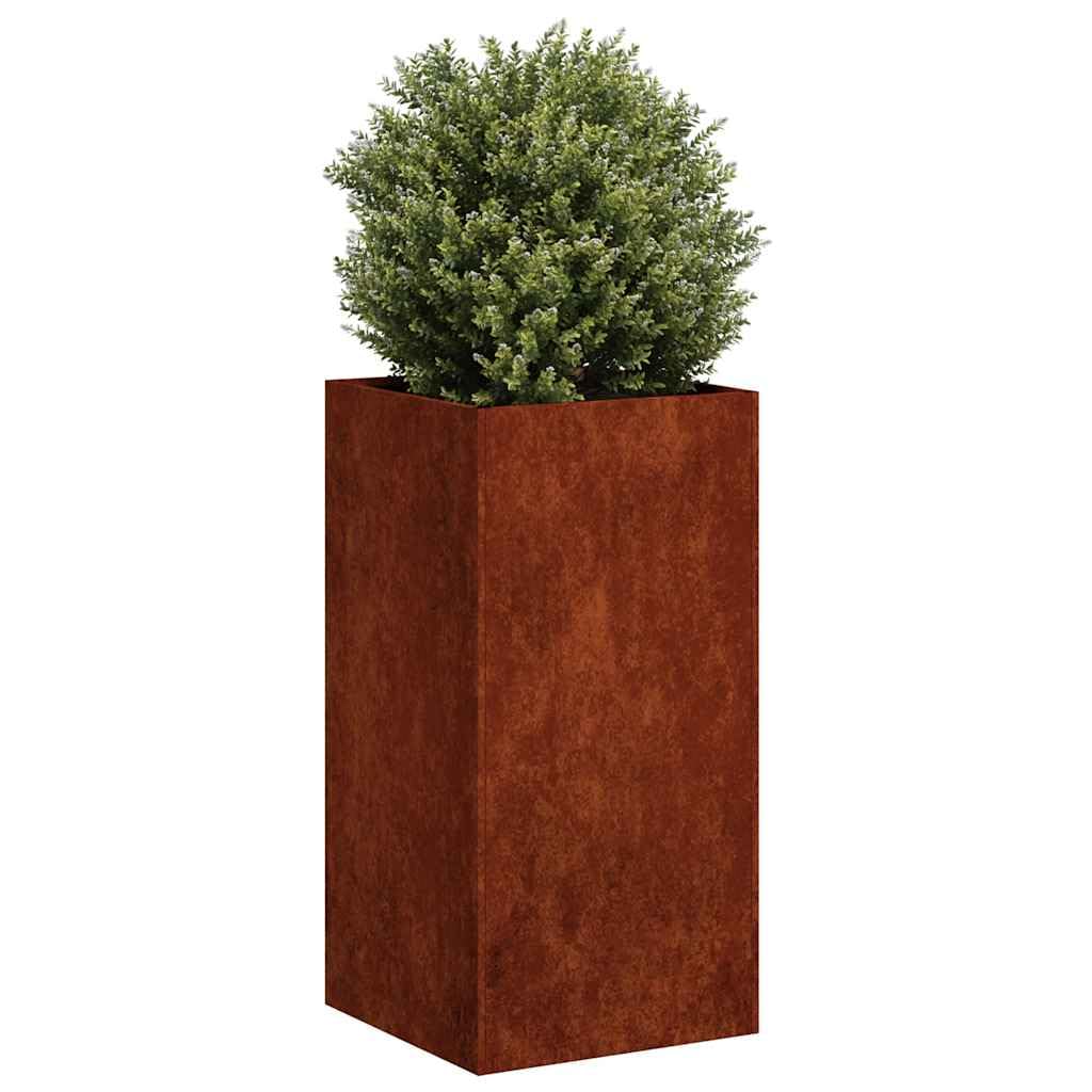Pflanzkübel Rostig Wetterfester Stahl 40x40x80 cm Hochbeet mit offenem Boden für Garten Balkon Terrasse, stabiles Pflanzgefäß mit Abflussloch und natürlichem Rostfinish