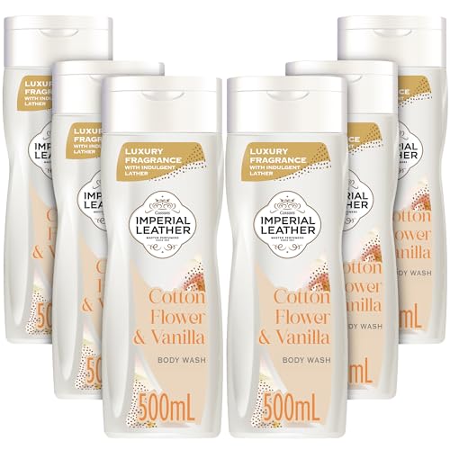 Imperial Leather Cotton Flower & Vanilla Moisturising Body Wash Shower Gel Signature Oil Blend, Creamy Lather, Gentle Skin Care, Bulk Buy, Pack of 6x500ml Imperial Leather Cotton Flower & Vanilla Moisturising Body Wash Shower Gel Signature Oil Blend, Creamy Lather, Gentle Skin Care, Bulk Buy, Pack of 6x500ml