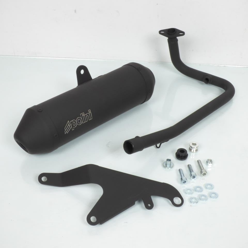 Pot D'échappement Polini Pour Peugeot Kisbee 50 4T | Noir Mat | Kit Fixation Inclus | Modèle Après 2021
