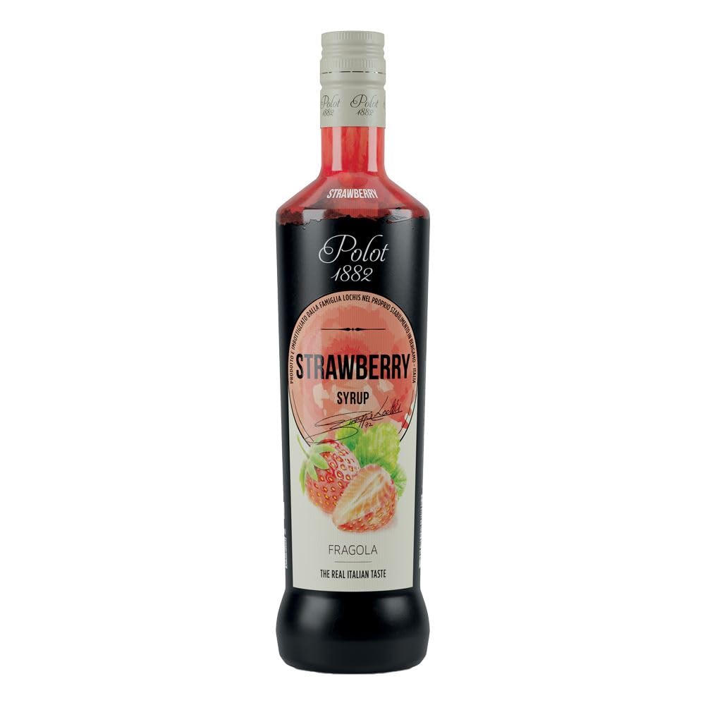 Polot 1882 Strawberry Syrup 70cl – Italian Bar-Grade Non-Alcoholic Syrup, Juicy Red-Berry Sweetness, Gluten-Free, Perfect for Daiquiris, Lemonades, Milkshakes, Iced Teas, Cocktails & Mocktails