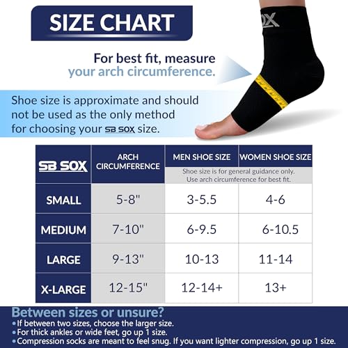 SB SOX Plantar Fasciitis Relief Socks – Ankle Brace Compression Sleeve – Arch Support for Foot Pain, Swelling, Heel Spurs – Foot Brace for Achilles Tendonitis Relief, Injury Recovery (Black, Medium)