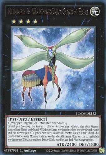 Nummer 8: Wappenkönig Genom-Erbe BLMM-DE152 Ultra Rare Deutsch Boosterfrisch 1. Auflage - Battles of Legend: Monster Mayhem - mit ReCollectibles-Versandschutz - für Yu-Gi-Oh!