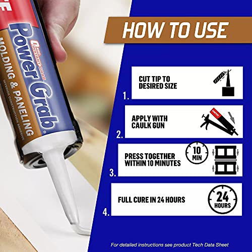 Image of Loctite Power Grab Express Molding & Paneling Construction Adhesive, 9 fl oz Cartridge, 1 Pack