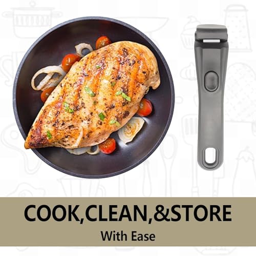 Image of Removable Handle for Pots and Pans Black - Universal Detachable Pan Handle - Heat-Resistant Plastic, Stainless Steel, Silicone (Multicolour)