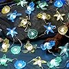 Ocean Themed Decorative Lights String of Marine Life Fairy String Lights Coastal Decor 10ft 30 LEDs Battery Operated with Remote Control for Beach Bedroom Decoration
