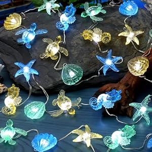 Ocean Themed Decorative Lights String of Marine Life Fairy String Lights Coastal Decor 10ft 30 LEDs Battery Operated with Remote Control for Beach Bedroom Decoration Ocean Themed Decorative Lights String of Marine Life Fairy String Lights Coastal Decor 10ft 30 LEDs Battery Operated with Remote Control for Beach Bedroom Decoration
