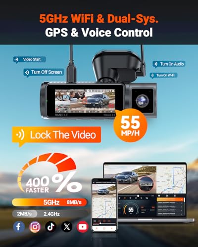 undefined Vantrue N5S 4 Channel 360 Degree WiFi Dash Cam, STARVIS 2, IR Night Vision, 2.7K+1080P*2+1440P Front Rear Inside Dashcam, Voice Control, GPS, 24 Hours Parking Mode, IR Night Vision, Support 1TB Max の商品画像 6