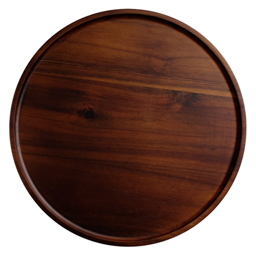 MALSSE Wooden Round Shape Refreshment Trays Fruit Tray Dessert Plate Bread Wood Plate Decorative Tableware 5 Sizes Choose Wooden Dessert Tray