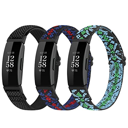 Huamanlou Adjustable Elastic Nylon Sport Bands Compatible with Fitbit Inspire 3/Inspire 2/Inspire/Inspire HR/Ace 2/Ace 3 Soft Loop Stretchy Straps Replacement Wristbands for Women Men