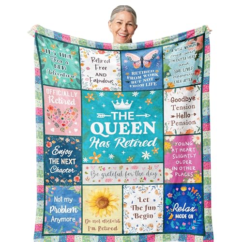 Retirement Gift for Woman Cool Retirement Gifts Women Retirement Party Decorations Funny Retired Gifts for Nurse/Teacher/Coworker/Mom Soft Blanket 60x50in
