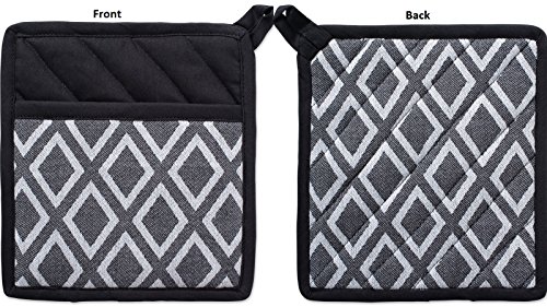 Dii Black & White Diamond Collection Kitchen Essentials, Potholder Set, 2 Piece #TOP1
