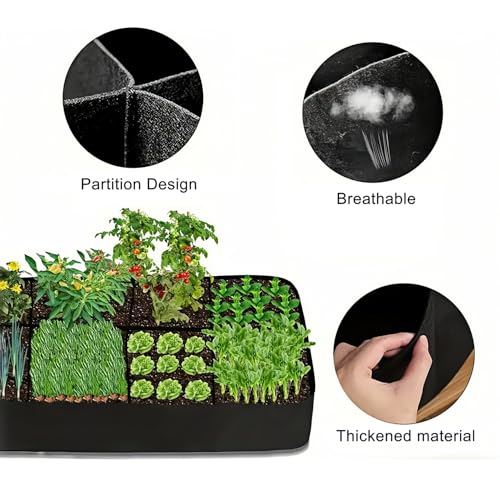 Cama de jardín elevada para verduras y huerto urbano textil con cuatro divisiones 5