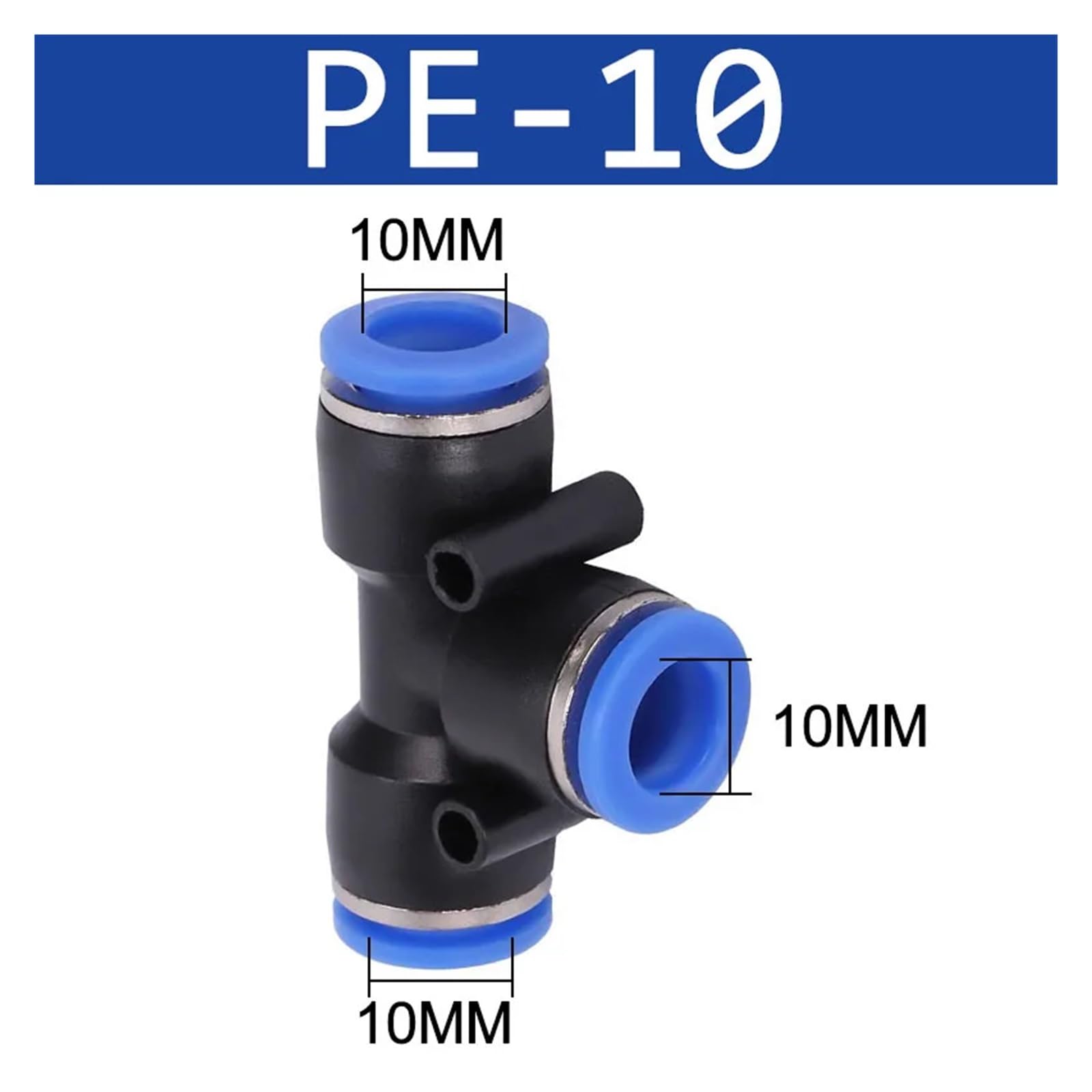 TaoHHU Conectores rápidos for manguera de aire, conectores de plástico PE, PEG, 4 mm, 6 mm, 8 mm, 10 mm y 12 mm, for insertar en el enchufe, 20/50 unidades(PE-10,100 PCS)