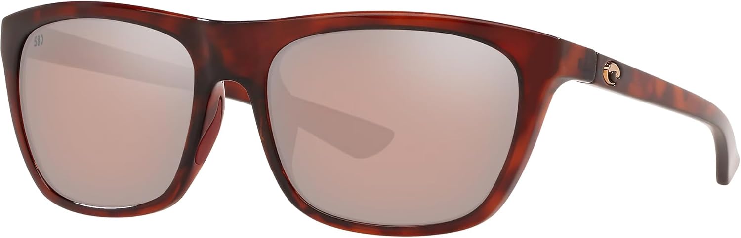 Costa Woman Sunglasses Shiny Wahoo Frame, Blue Mirror Lenses, 57MM