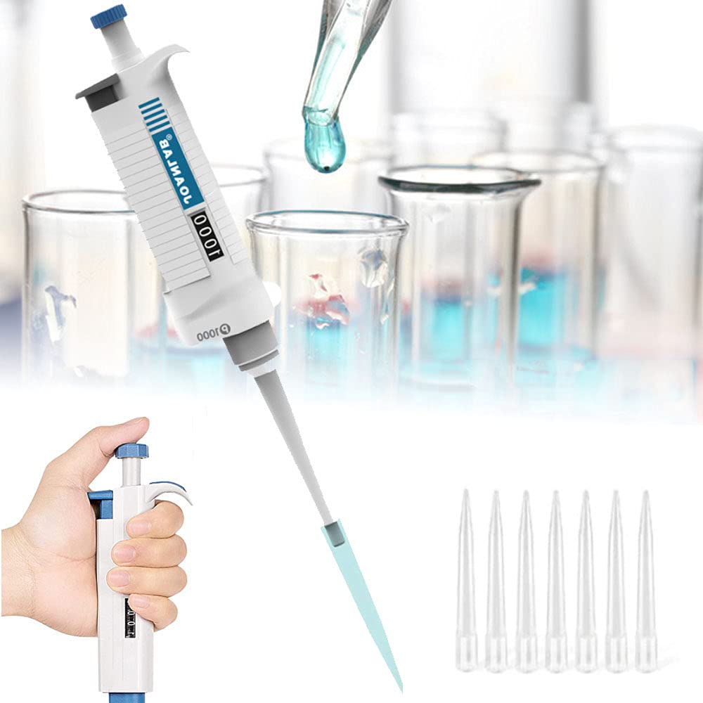 Pipetas Monocanal, Pipeta de Volumen Ajustable - Micropipeta de Laboratorio de Un Solo Canal, Micropipeta de LíQuido Manual de 100-1000Ul,10-100ul
